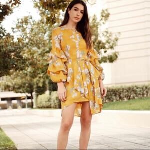 Chriselle x JOA Women’s Revive Floral Tiered Balloon Sleeve Dress Size Medium